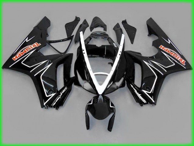 2006-2008 Black Gloss with White Triumph Daytona 675 Motorcycle Fairings 2006-2008 Black Gloss with White Triumph Daytona 675 Motorcycle Fairings