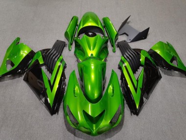 2006-2011 Bright Green & Black Kawasaki ZX14R Motorcycle Fairings