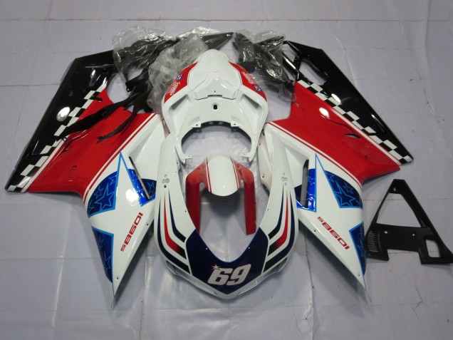 2007-2014 69 White and Red Ducati Ducati 848 1098 1198 Motorcycle Fairings 2007-2014 69 White and Red Ducati Ducati 848 1098 1198 Motorcycle Fairings