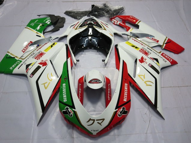 2007-2014 77 White Red Green Ducati Ducati 848 1098 1198 Motorcycle Fairings 2007-2014 77 White Red Green Ducati Ducati 848 1098 1198 Motorcycle Fairings