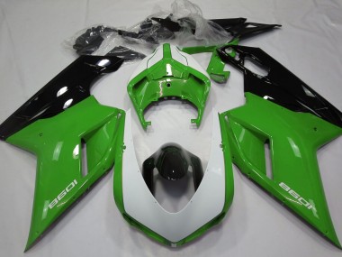 2007-2014 Gloss Green & White Ducati Ducati 848 1098 1198 Motorcycle Fairings