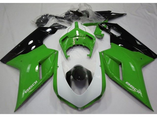 2007-2014 Gloss Green & White Ducati Ducati 848 1098 1198 Motorcycle Fairings 2007-2014 Gloss Green & White Ducati Ducati 848 1098 1198 Motorcycle Fairings
