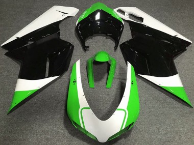 2007-2014 Gloss Green White and Black Ducati Ducati 848 1098 1198 Motorcycle Fairings