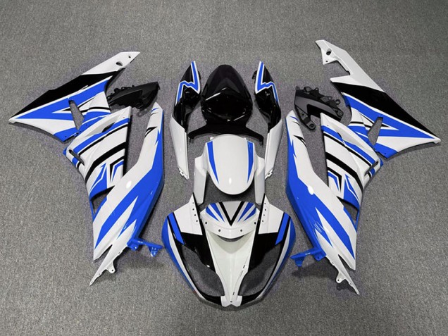 2009-2012 Blue White and Black Zag Kawasaki ZX6R Motorcycle Fairings