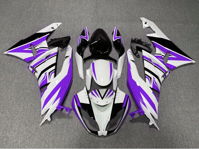 2009-2012 Purple White and Black Zag Kawasaki ZX6R Motorcycle Fairings