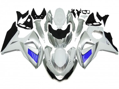 2009-2016 Custom Silver and White with Black Suzuki GSXR 1000 Motorcycle Fairings