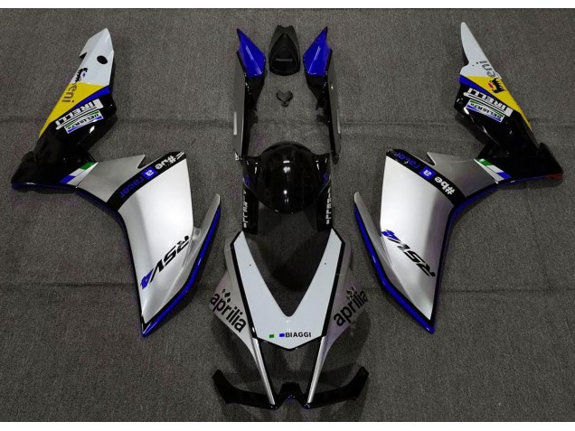 2010-2015 Silver Pirelli & Blue Aprilia RSV4 1000 Motorcycle Fairings 2010-2015 Silver Pirelli & Blue Aprilia RSV4 1000 Motorcycle Fairings