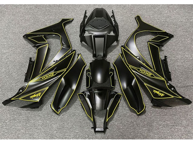 2011-2015 Matte Black & Yellow Lining Kawasaki ZX10R Motorcycle Fairings