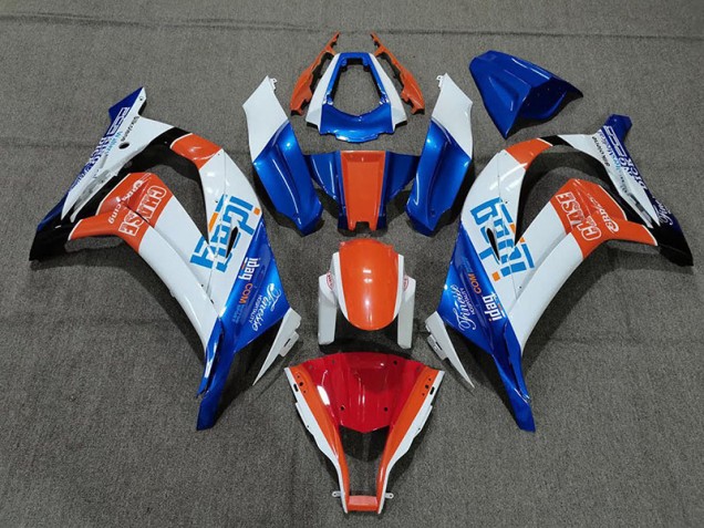 2011-2015 White Blue and Orange Kawasaki ZX10R Motorcycle Fairings