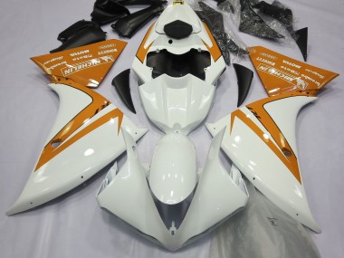 2012-2014 Gloss White and Orange Yamaha R1 Motorcycle Fairings