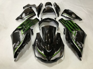 2012-2021 Gloss Black and Slime Green Kawasaki ZX14R Motorcycle Fairings