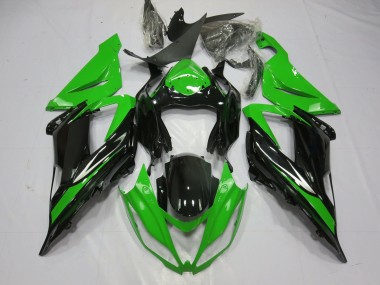 2013-2018 Black and Green Kawasaki ZX6R Motorcycle Fairings