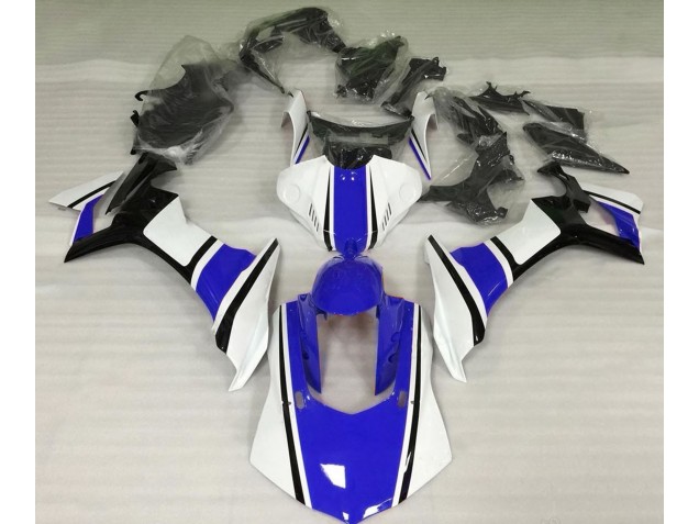 2015-2019 Gloss White Blue and Black Yamaha R1 Motorcycle Fairings