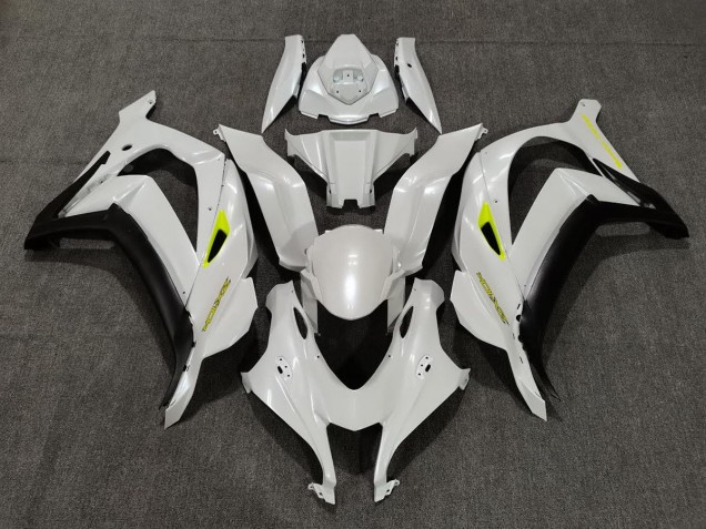 2016-2019 Pearl White & Yellow Kawasaki ZX10R Motorcycle Fairings 2016-2019 Pearl White & Yellow Kawasaki ZX10R Motorcycle Fairings