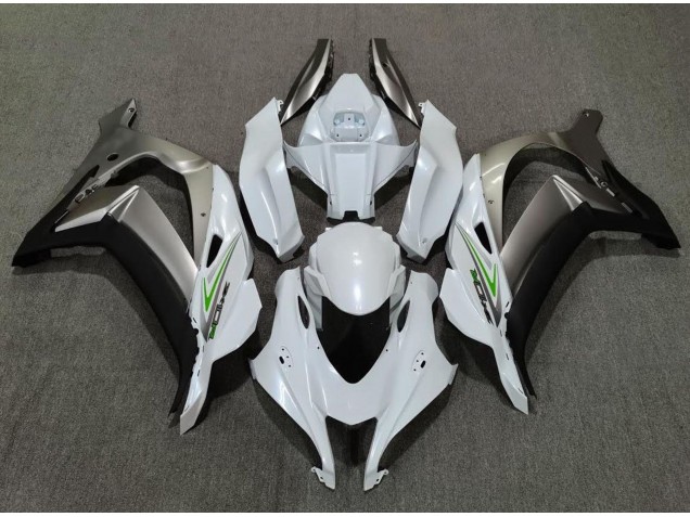 2016-2019 Pearl White and Silver Kawasaki ZX10R Motorcycle Fairings 2016-2019 Pearl White and Silver Kawasaki ZX10R Motorcycle Fairings