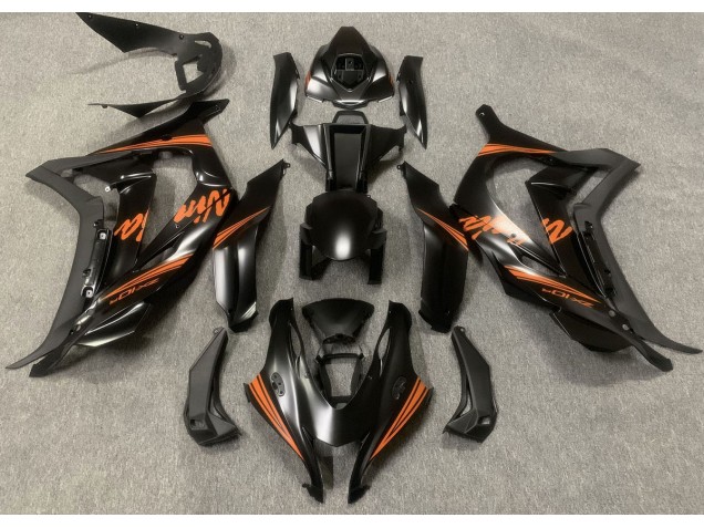 2016-2019 Satin Black & Orange Kawasaki ZX10R Motorcycle Fairings