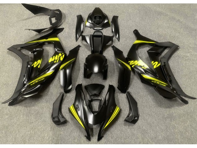 2016-2019 Satin Black & Yellow Kawasaki ZX10R Motorcycle Fairings 2016-2019 Satin Black & Yellow Kawasaki ZX10R Motorcycle Fairings
