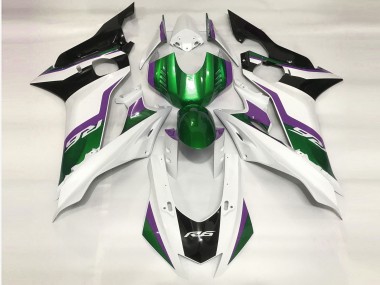 2017-2021 Green and Gloss White Yamaha R6 Motorcycle Fairings