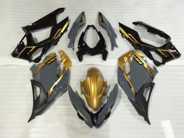 2018-2023 Nardo Grey and Gold Kawasaki Ninja 400 Motorcycle Fairings