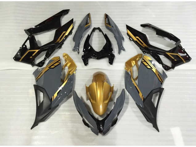 2018-2023 Nardo Grey and Gold Kawasaki Ninja 400 Motorcycle Fairings 2018-2023 Nardo Grey and Gold Kawasaki Ninja 400 Motorcycle Fairings